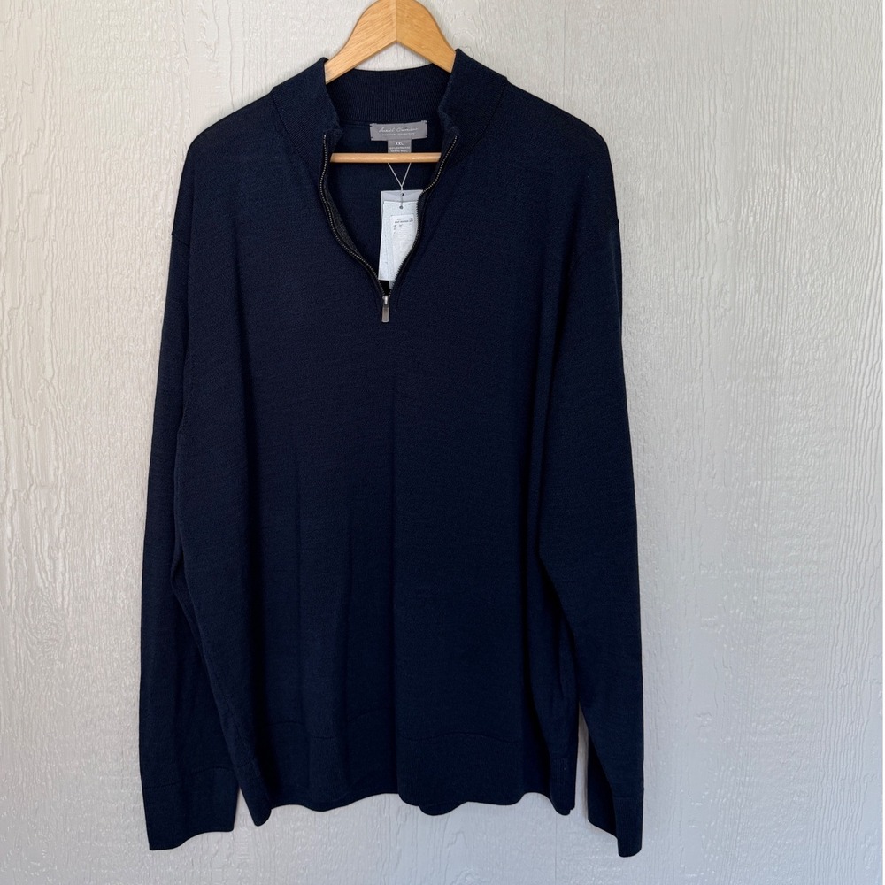 Daniel Cremieux Signature Navy  100% Extra Fine Merino Wool 1/4 Zip Sweater XXL